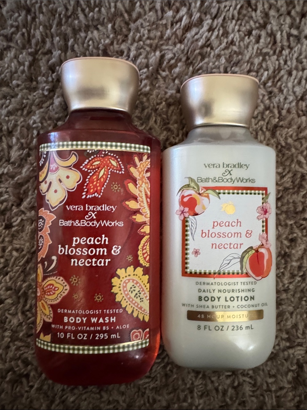 Vera Bradley x Bath & Body Works Peach Blossom & Nectar Body Wash and Lotion Set